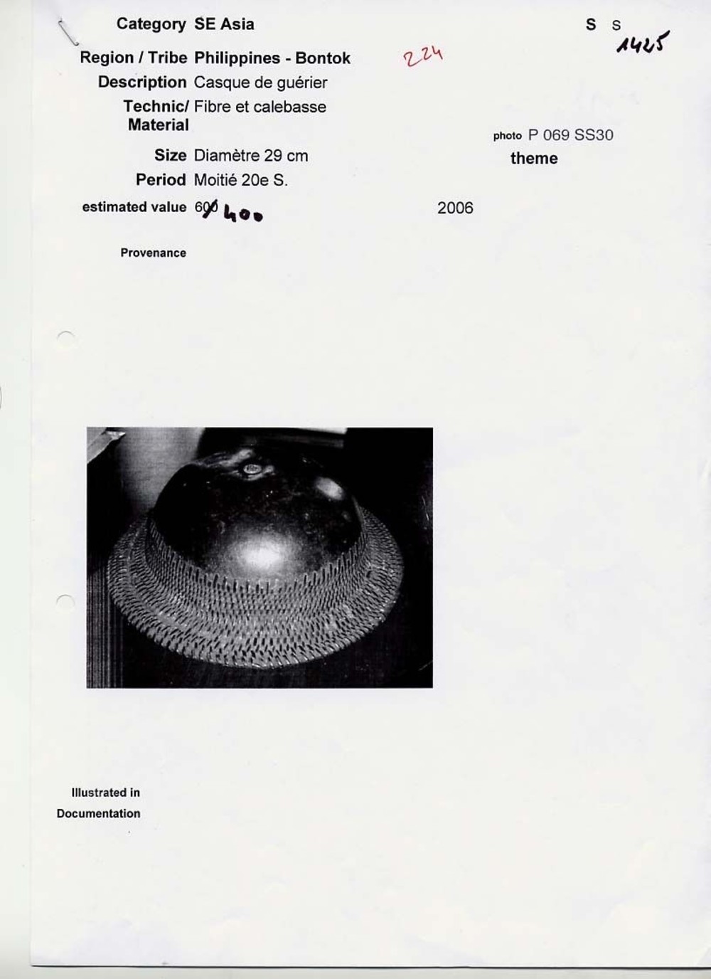 Casque de guerrier Bontoc
Asie. île de Luçon, Philippines
