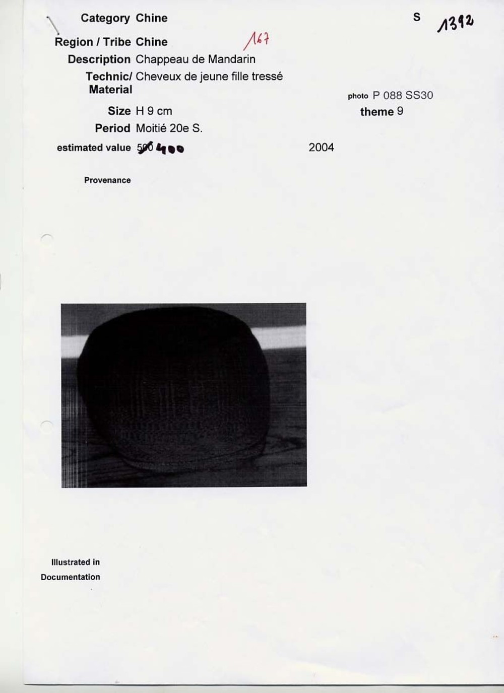 Toque de pr?tre Yao ( ?)
Asie. Provinces du Hunan, du Guizhou, du Yunnan, du Guangxi et du Guangdong
