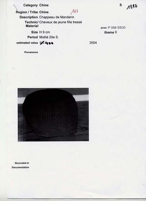 Toque de pr?tre Yao ( ?)
Asie. Provinces du Hunan, du Guizhou, du Yunnan, du Guangxi et du Guangdong