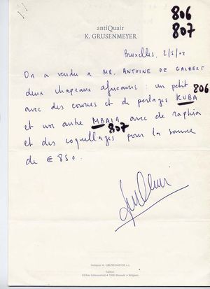 Chapeau " Laket "
Kuba -
Région du Kasa?
République Démocratique du Congo
afrique centrale