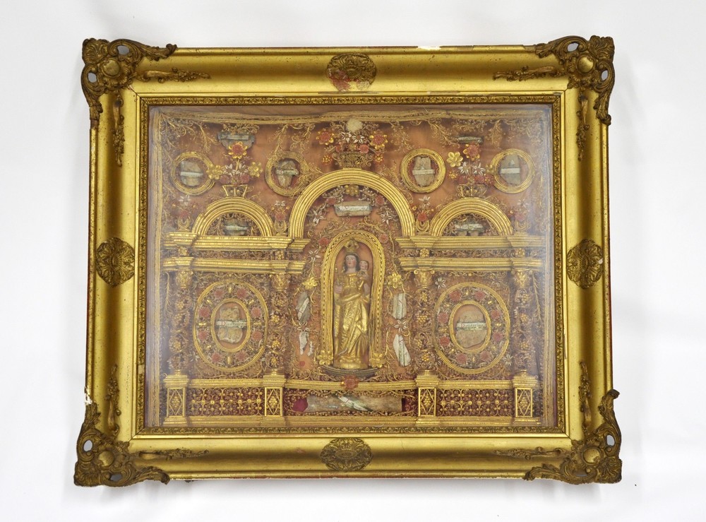 grand reliquaire paperolles Vierge ? l'Enfant